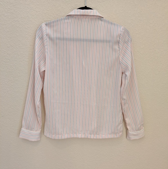 Striped Long Sleeve Shirt Top Blouse Pink Dr. Blue Stripes sz. S - Picture 4 of 6